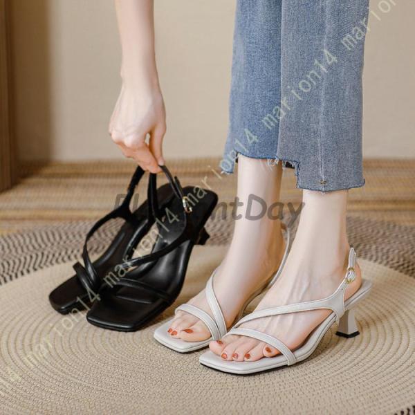 オープントゥ サンダル レディース ブーツサンダル サマーブーツ ホック ミドルヒール レディース シューズ お年寄りシューズ 婦人靴 パンプス 歩きやすい