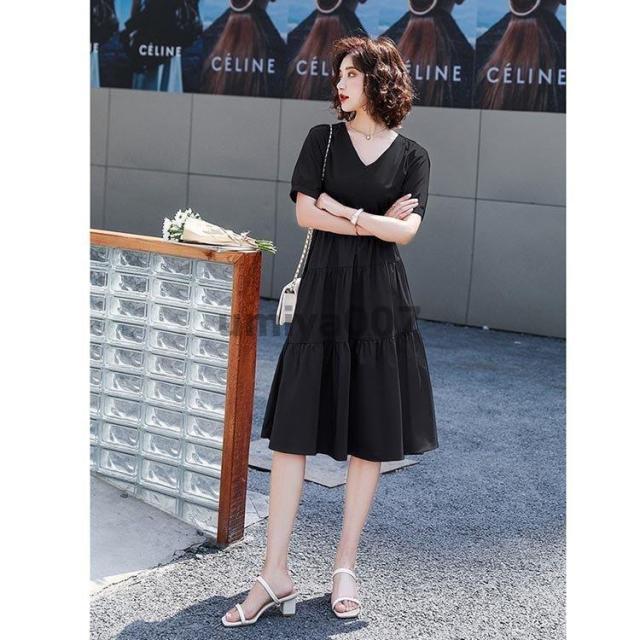 ワンピース レディース ワンピース Vネック 無地 スリット マキシ