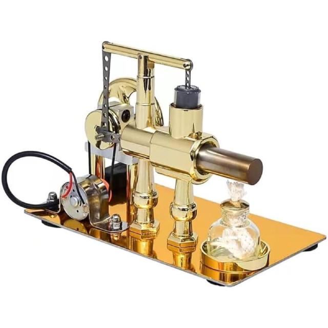 スターリングエンジン発電機キット、ステンレス鋼熱蒸気エンジン物理発電実験ツール、LEDライト付き、教育模型玩具キット、子供へのギフト