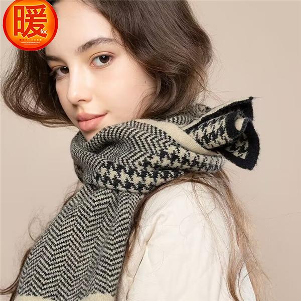 マフラー レディース ストール 千鳥格子 両面 使える 肌触り良い 防風 防寒 暖かい かわいい 巻き物 誕生日プレゼント クリスマスギフト 男女兼用