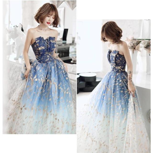 イブニングドレス 花嫁ドレス カラードレス ロングドレス 発表会 演奏会 ワンピース レディース パーティードレス 二次会 お呼ばれ Aライン キレイめ マキシ丈