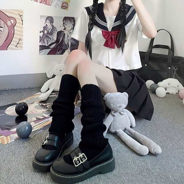 レッグウォーマー ホワイト ワイド 制服 ルーズソックス 学生