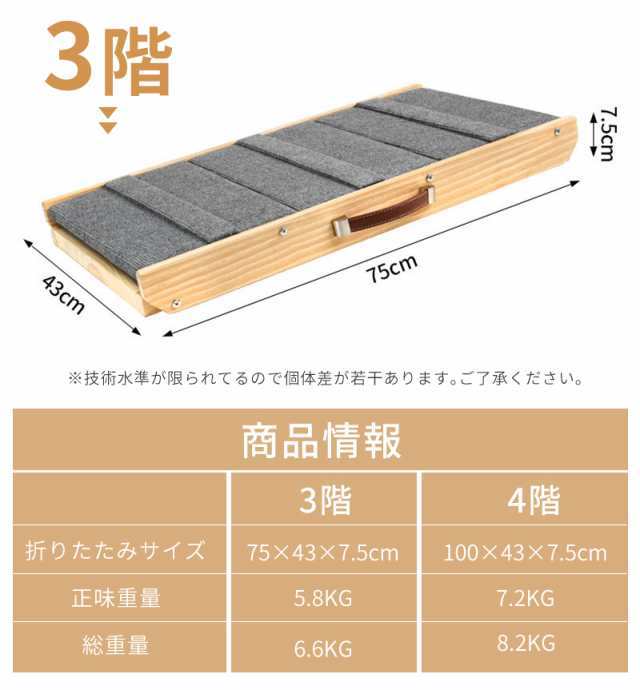 ペットスロープ 折り畳み 2in1 高さ3段階調節可能 犬用ステップ 耐荷重