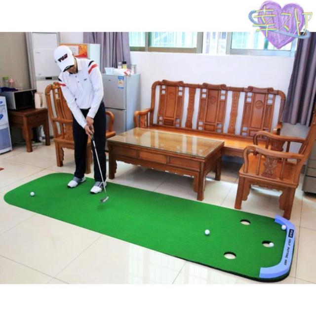 ゴルフ パターマット 3m ゴルフ練習器具 パター パター練習器具 練習 マット アプローチ 室内 自宅 室外 パッティング パット 大型 ライン カップ_2