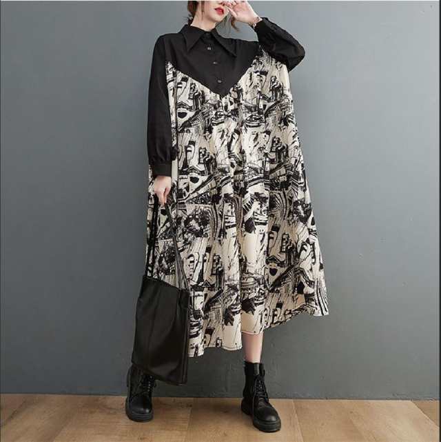 ワンピース シャツワンピ レディース ロング丈 折り襟 プルオーバー 優雅な ゆったりシルエット ロングシーズン活躍 可愛くストレスフリの通販は ワンピース シャツワンピ レディース ロング丈 折り襟 プルオーバー 優雅な ゆったりシルエット ロングシーズン活躍 可愛くストレスフリの通販は