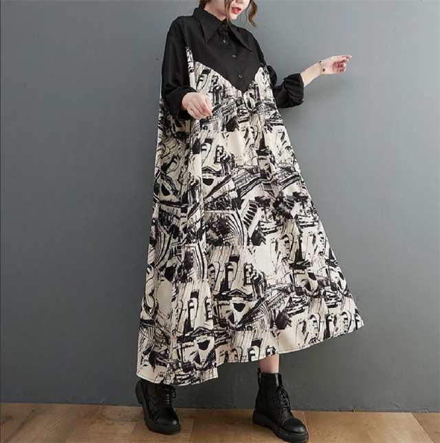ワンピース シャツワンピ レディース ロング丈 折り襟 プルオーバー 優雅な ゆったりシルエット ロングシーズン活躍 可愛くストレスフリの通販は ワンピース シャツワンピ レディース ロング丈 折り襟 プルオーバー 優雅な ゆったりシルエット ロングシーズン活躍 可愛くストレスフリの通販は
