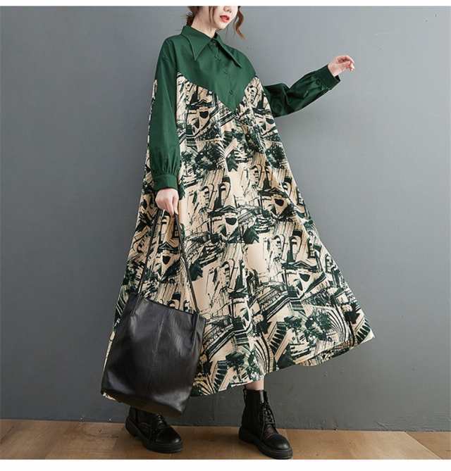 ワンピース シャツワンピ レディース ロング丈 折り襟 プルオーバー 優雅な ゆったりシルエット ロングシーズン活躍 可愛くストレスフリの通販は ワンピース シャツワンピ レディース ロング丈 折り襟 プルオーバー 優雅な ゆったりシルエット ロングシーズン活躍 可愛くストレスフリの通販は