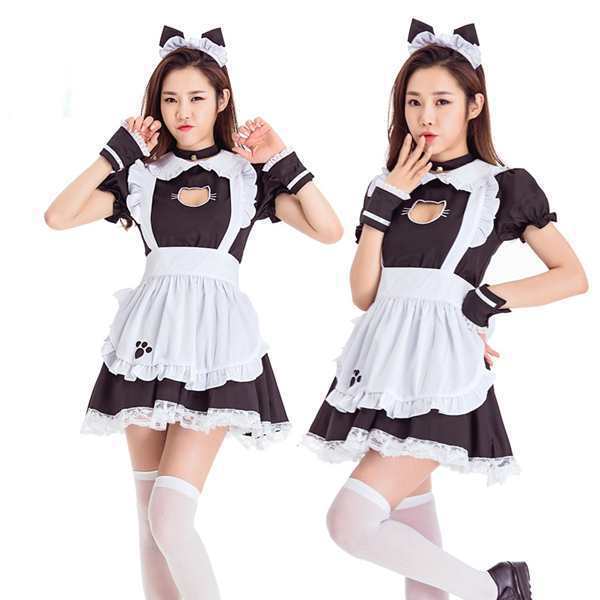 送料無料!メイド服ハロウィンコスプレメイドコスチューム仮装ドレスレディース女性ネコの女の通販は