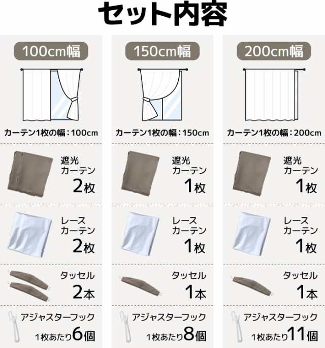 カーテン 4枚セット 2枚セット (Y) 遮光 ミラーレース 幅100cm/150cm/200cm×丈135cm／178cm／200cm 厚地カーテン  レースカーテン 無地 ｜au PAY マーケット