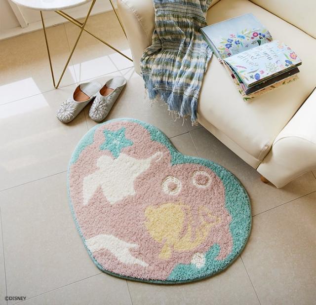 DISNEY ディズニー マット 洗える 玄関マット DMT-4104 約55×75cm 変形 プリンセス ハートマット アリエル (S) ハート型 ラグ 防ダニ 滑り止め 日本製 母の日_2