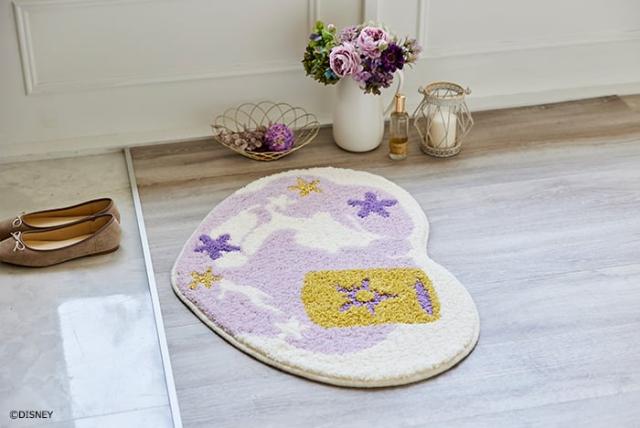 DISNEY ディズニー マット 洗える 玄関マット DMT-4105 約55×75cm 変形 プリンセス ハートマット ラプンツェル (S) ハート型 ラグ 防ダニ 滑り止め 日本製_3