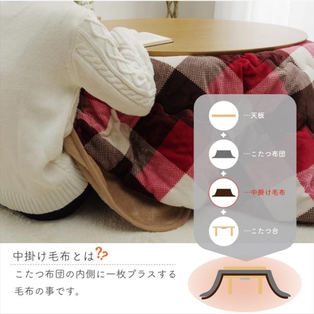 アクリル中掛（ボックス） (I) こたつ布団用 中掛け毛布 洗える形 アクリル 約90cm ブラウン_1
