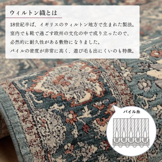 アルスラーン (I) 玄関 マット トルコ製 ウィルトン 織り クラシカル柄 上品 繊細 立体感 超高目付 肌触り柔らか 抗菌防臭 消臭 丈夫 へたりにくい 約70×120cm 母の日_2