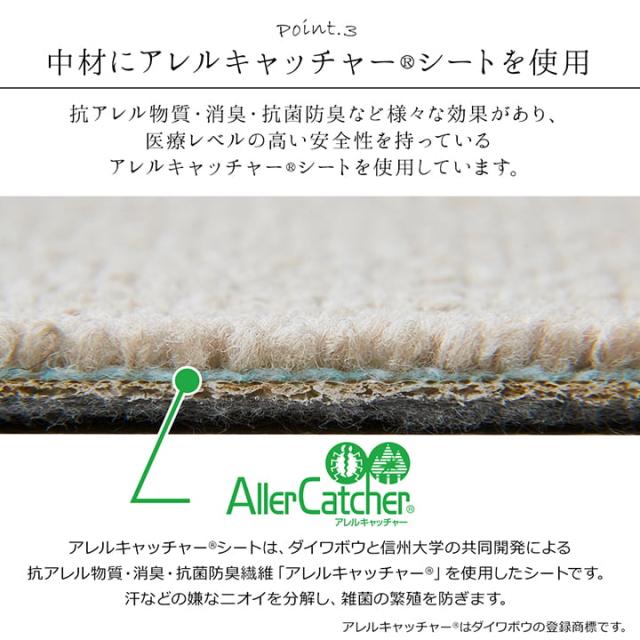 フリッシュ (I) カーペット ラグ 日本 抗菌 消臭 清潔 オーダー 撥水 抗アレル物質 ダニ対策 無地 江戸間 4.5畳 約261×261cm_4