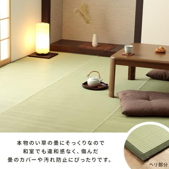 五木 四方 (I) 洗える ござ 日本製 国産 カーペット 丈夫 除菌スプレー対応 敷詰 ラグ 敷物 ペット 無地 江戸間8畳（約348×352cm）_4