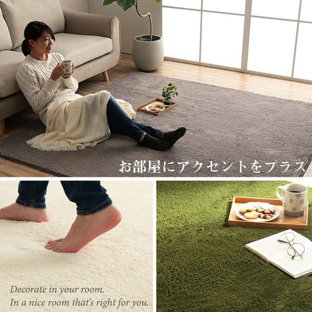 フィリップ2 畳み (I) ラグ カーペット 洗える 滑りにくい 長方形 3畳 無地 フィラメント ふわふわ コンパクト 約200×250cm 床暖房 ホットカーペット対応_2