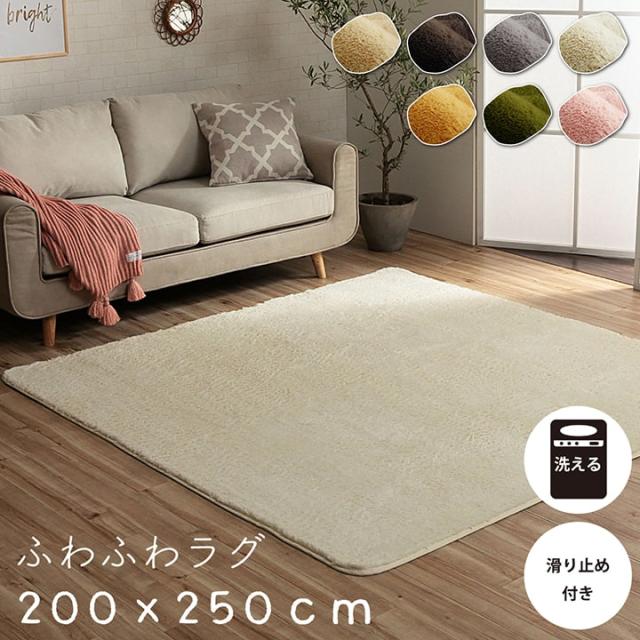 フィリップ2 畳み (I) ラグ カーペット 洗える 滑りにくい 長方形 3畳 無地 フィラメント ふわふわ コンパクト 約200×250cm 床暖房 ホットカーペット対応
