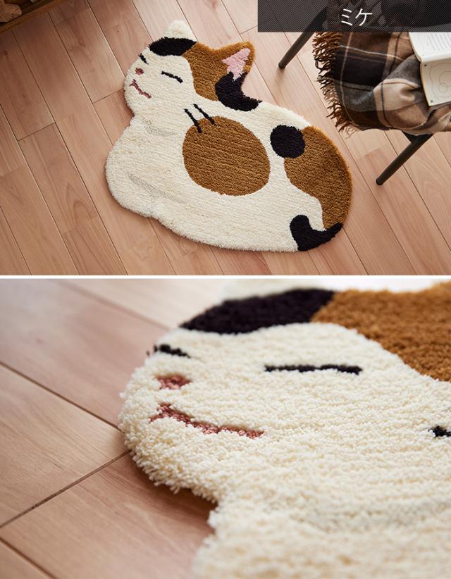 猫 ラグ マット 防ダニ 北欧 おしゃれ かわいい 日本製 約60×70cm コウバコスワリ (S) KOUBAKOSUWARI 滑り止め付き ホットカーペット対応 床暖房対応 猫柄 ネコ 母の日_4
