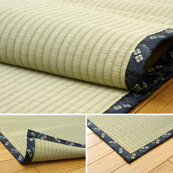 純国産 い草敷物 夏用 梅花上敷 (I) 八畳 8畳 8帖 約352×352cm 糸引織 日本製 ラグ 梅柄 うめ 青森ヒバ 引っ越し 新生活_1