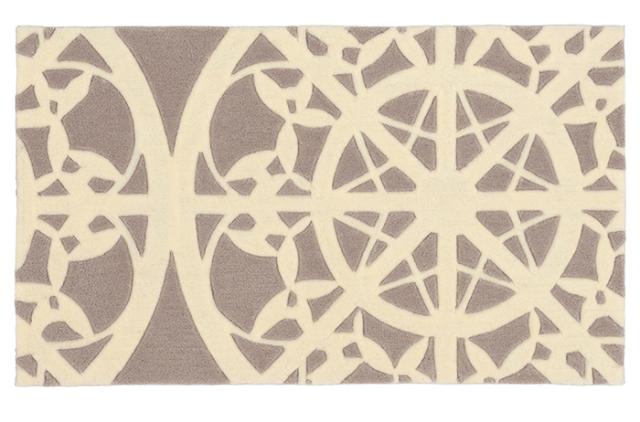 東リ マット 玄関マット 約70×120cm TOM5108 ラグ キッチンマット おしゃれ 手洗いOK 滑りにくい加工 防ダニ 洗える ウォッシャブル 防滑 デザインマット グレー レース模様 幾何学柄 ナチュラル ベーシック エレガント モダン 引っ越し 新生活 母の日_1