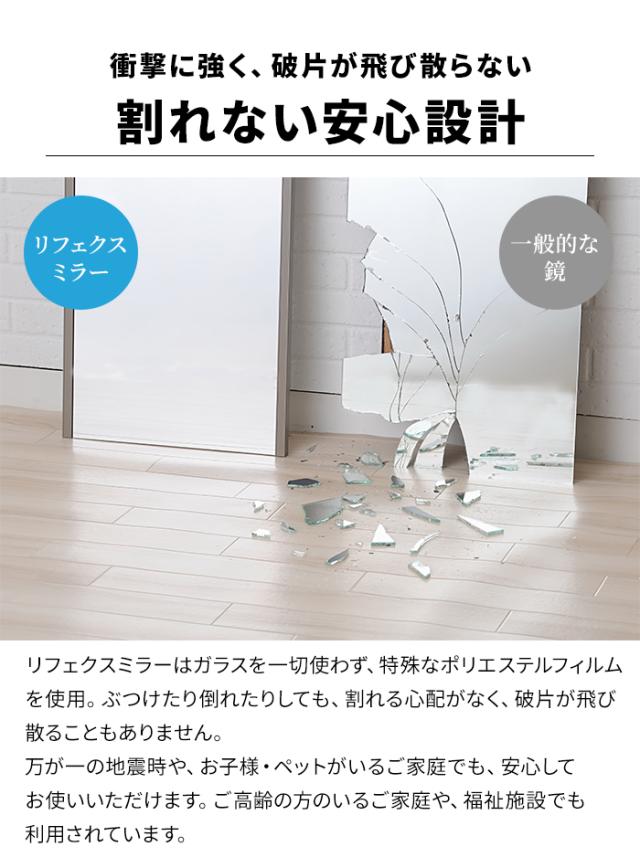 災害対策 割れない鏡 飛散防止 フィルムミラー 防災 約45×120cm リフェクスミラー 吊式姿見 (R) 地震対策 超軽量 スポーツクラブ ゴルフスウィングチェック用にも最適 引っ越し 新生活_4