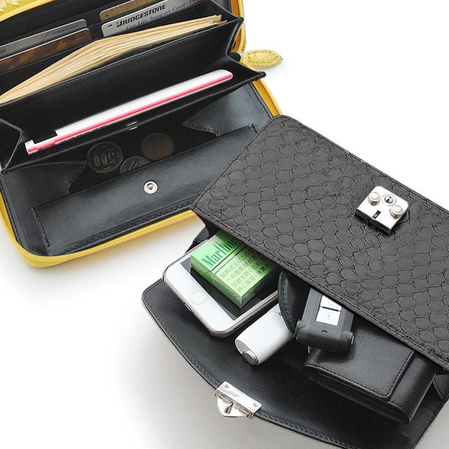 パイソンレザー（錦蛇皮）セカンドバッグ No.2605 メンズポーチ 3色