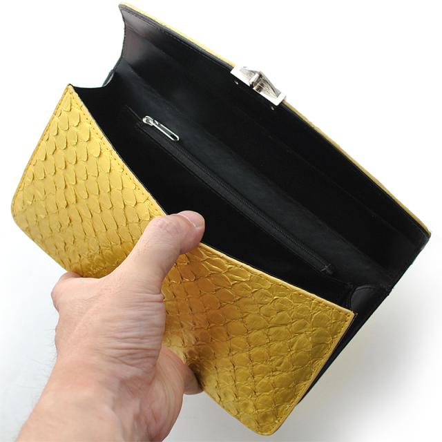 パイソンレザー（錦蛇皮）セカンドバッグ No.2605 メンズポーチ 3色