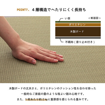 い草 約70×70cm4P 置き畳 ユニット畳 システム畳 無地 シンプル ナチュラル 消臭 縁無し 裏面滑り止め 無地畳 送料無料_7
