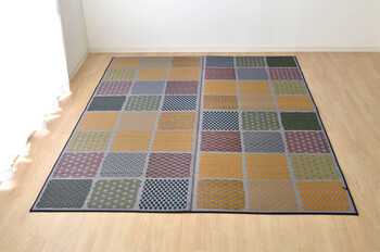 ラグ 約191×250cm 国産 い草 カーペット ふっくら ボリューム F市松和紋 送料無料_1