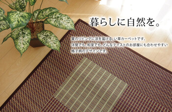 ラグ 純国産 い草ラグカーペット ブルー約191×250cm 格子柄シンプルモダン Fライト 送料無料