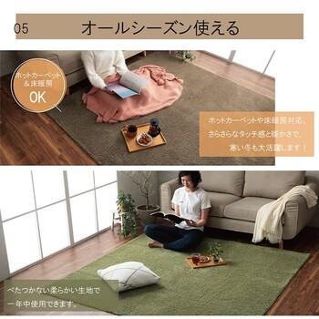 ラグ 約185×185cm オシャレ ナチュラル 洗える コンパクト 床暖房 ホットカーペット対応 プリーム 送料無料_5