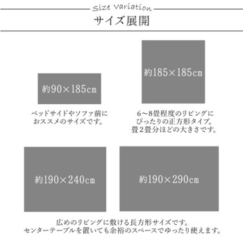 ラグ 約185×185cm 手洗い ループパイル 抗菌防臭 オーバーロック 滑りにくい加工 床暖房 クレイド 送料無料_9