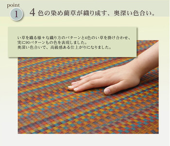 ラグ 日本製 純国産 い草ラグカーペット 約191×191cm　Fバリアス 裏 ウレタン ブラウン 送料無料_1
