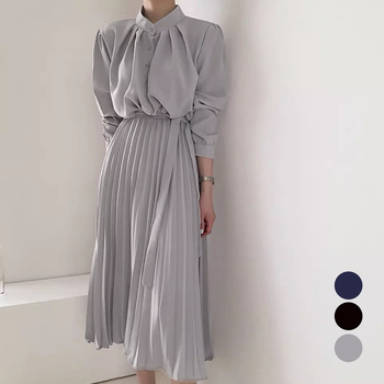 ロングワンピース 長袖プリーツワンピ 送料無料 即日発送の通販は 5,342円