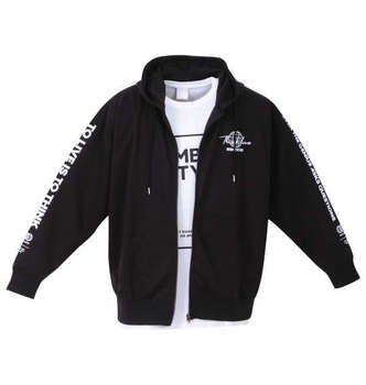 大きいサイズ BEAUMERE ダンボール4面プリントフルジップパーカー+半袖Tシャツ 3L 4L 5L 6L MC833602-14640 ラッピング可 送料無料 即日発送