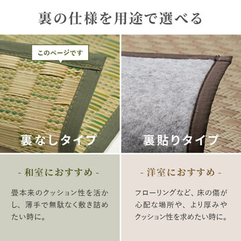 カーペット い草カーペット 本間6畳 裏なし　柄上敷き 花ござ 裏なし 市松柄 若月 グリーン ブラウン 送料無料_8