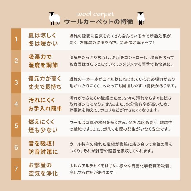 カーペット 敷き詰めカーペット 江戸間8帖 ウール100％ タフト 防炎 防ダニ 抗菌 日本製 オペラ 4カラー＆江戸間 送料無料_2