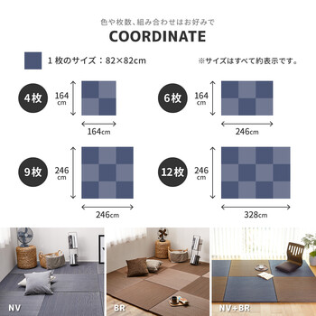 置き畳 6枚組 約W82×D82×H2.5cm 縁なし DIY カット可 滑り止め アジアン 南風 2色展開 送料無料_11
