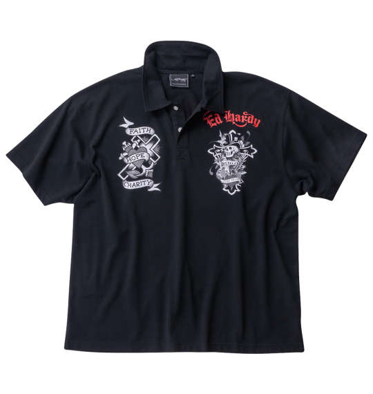 大きいサイズ Ed Hardy 鹿の子プリント半袖ポロシャツ 3L 4L 5L 6L 8L MC845162-38549 ラッピング可 送料無料 即日発送_1