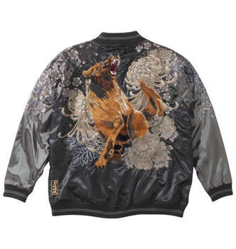 大きいサイズ 絡繰魂 狼百花繚乱リバーシブルスカジャン ３Ｌ ４Ｌ ５Ｌ ６Ｌ ラッピング可 送料無料 即日発送