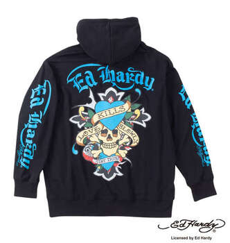 大きいサイズ ＥＤ ＨＡＲＤＹ 裏毛刺繍＆プリントフルジップパーカー ３Ｌ ４Ｌ ５Ｌ ６Ｌ MC846412-73805 ラッピング可 送料無料 即日発送