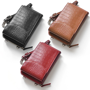 牛革クロコ型押し財布機能付きスマートフォンポーチ No.3170 3色展開 レディースカラバリ牛革ポーチ 送料無料