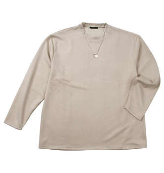 大きいサイズ Re luxi ポンチネックレス付長袖Tシャツ 3L 4L 5L 6L MC843851-83027 ラッピング可 送料無料 即日発送