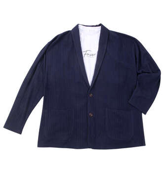 大きいサイズ launching pad 針抜きストライプ長袖ショールジャケット+半袖Tシャツ 3L 4L 5L 6L MC843451-83086 ラッピング可 送料無料 即日発送