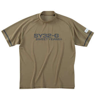 大きいサイズ SY32 by SWEET YEARS マットストレッチポンチ半袖モックネックシャツ 3L 4L 5L 6 カーキ ラッピング可 送料無料 即日発送