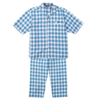 大きいサイズ marie claire homme さらテックサッカーチェック半袖パジャマ 3L 4L 5L 6L 8L MC952012-00784 ラッピング可 送料無料 即日発送