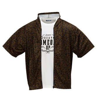 大きいサイズ COLLINS メッシュヒョウ柄半袖フルジップパーカー+半袖Tシャツ 3L 4L 5L 6L 8L MC852311-00826 ラッピング可 送料無料 即日発送