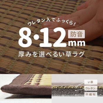 ラグ 厚手 ウレタン8mm／約240×240cm　薄手が選べる い草ラグ 裏貼り ふっくら 折りたためる クレパス 2カラー 5サイズ 送料無料_1