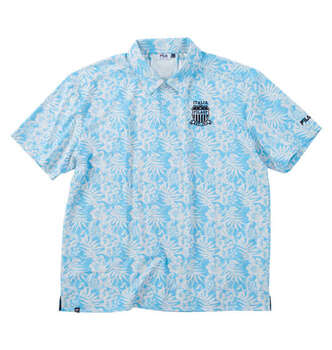 大きいサイズ FILA GOLF COOL AIR遮熱メッシュボタニカルプリント半袖シャツ 3L 4L 5L 6L サックス ラッピング可 送料無料 即日発送
