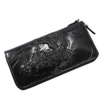 長財布 絡繰魂 エンボスレザーウォレット F ブラック ラッピング可 送料無料 即日発送